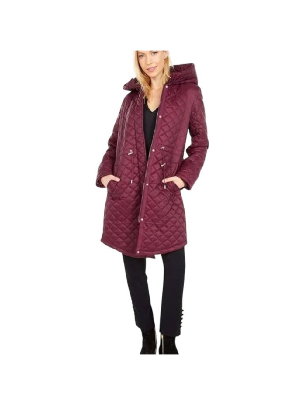Kate Spade New York Women's Quilted Anorak Coat Small Mulberry New with Tag